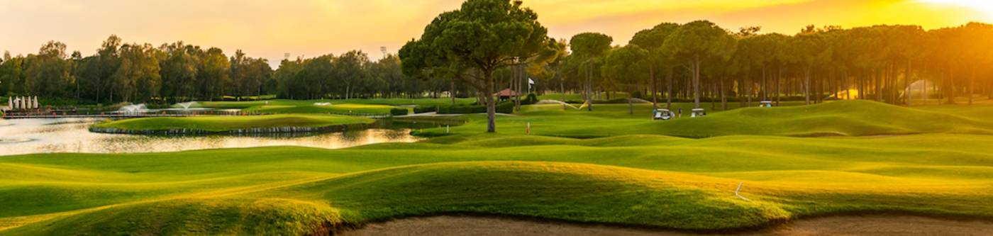 golf course at sunset